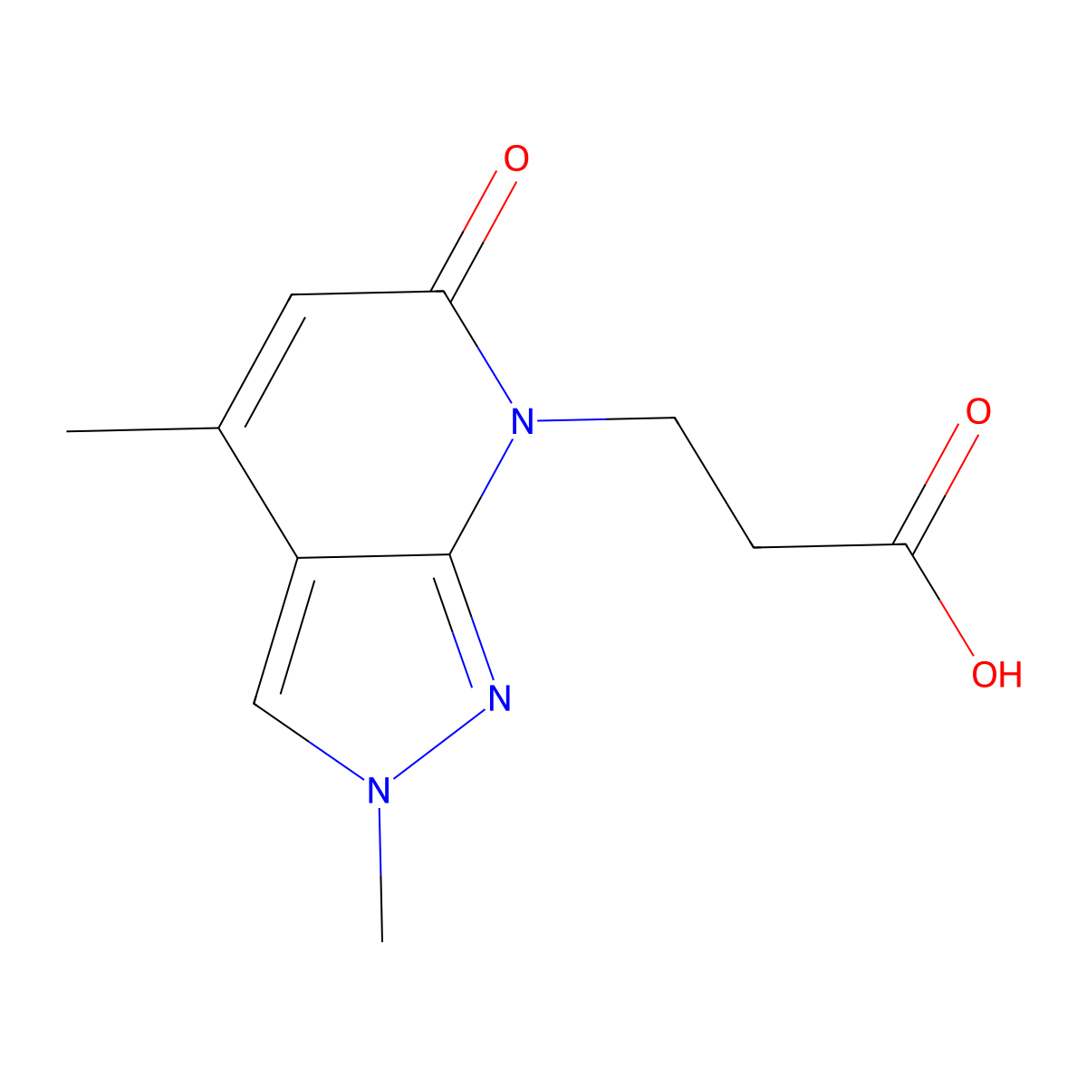 3-(2,4-dimethyl-6-oxo-2,6-dihydro-7H-pyrazolo[3,4-b]pyridin-7-yl)propanoic acid molecular structure, CAS 1018165-46-2