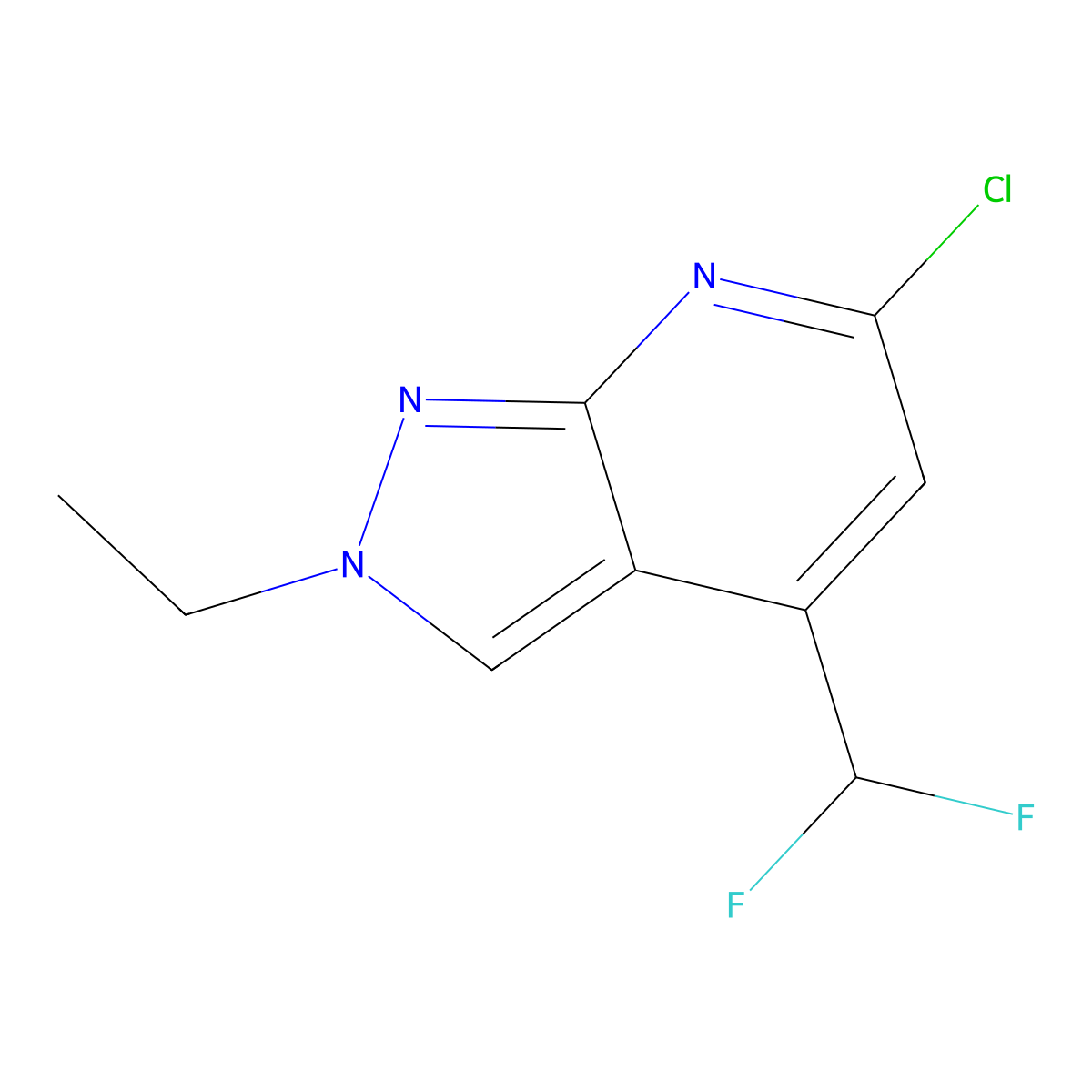 6-chloro-4-(difluoromethyl)-2-ethyl-2H-pyrazolo[3,4-b]pyridine molecular structure, CAS 1018165-54-2