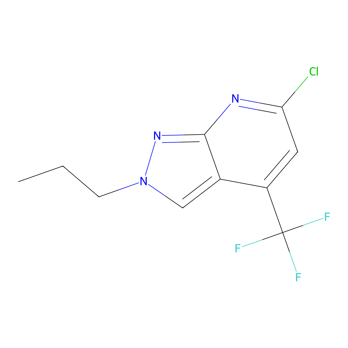 6-chloro-2-propyl-4-(trifluoromethyl)-2H-pyrazolo[3,4-b]pyridine molecular structure, CAS 1018165-58-6