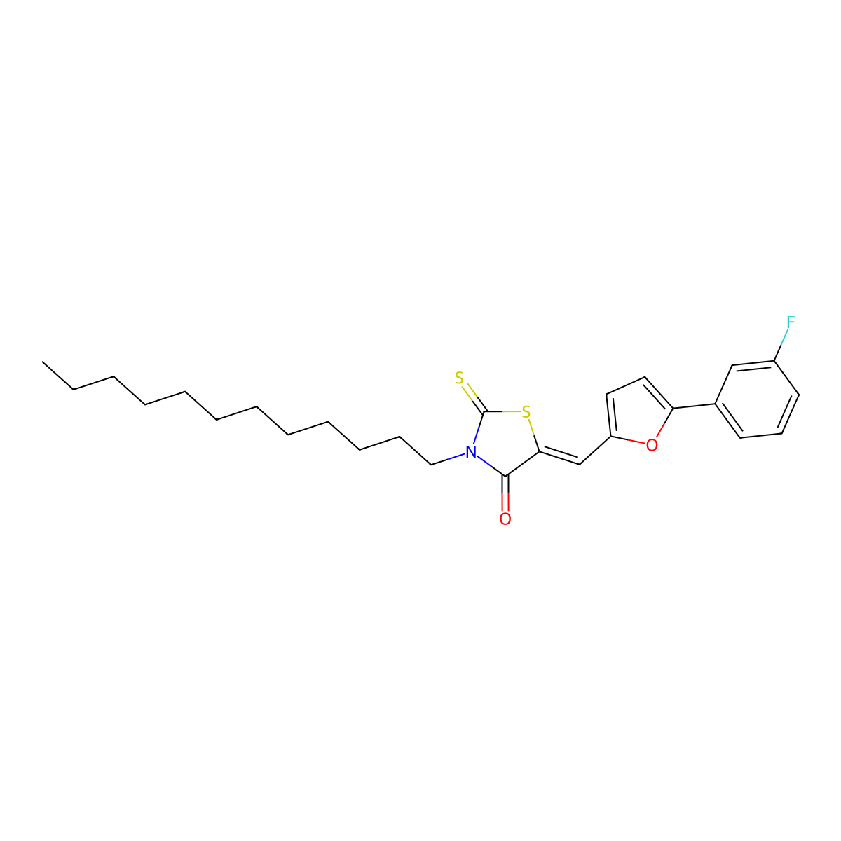 3-Dodecyl-5-[[5-(3-fluorophenyl)-2-furanyl]methylene]-2-thioxo-4-thiazolidinone molecular structure, CAS 1018165-60-0