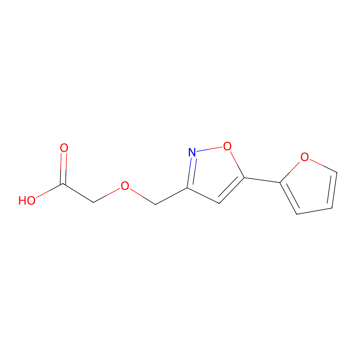 2-((5-(Furan-2-yl)isoxazol-3-yl)methoxy)acetic acid molecular structure, CAS 1018165-66-6