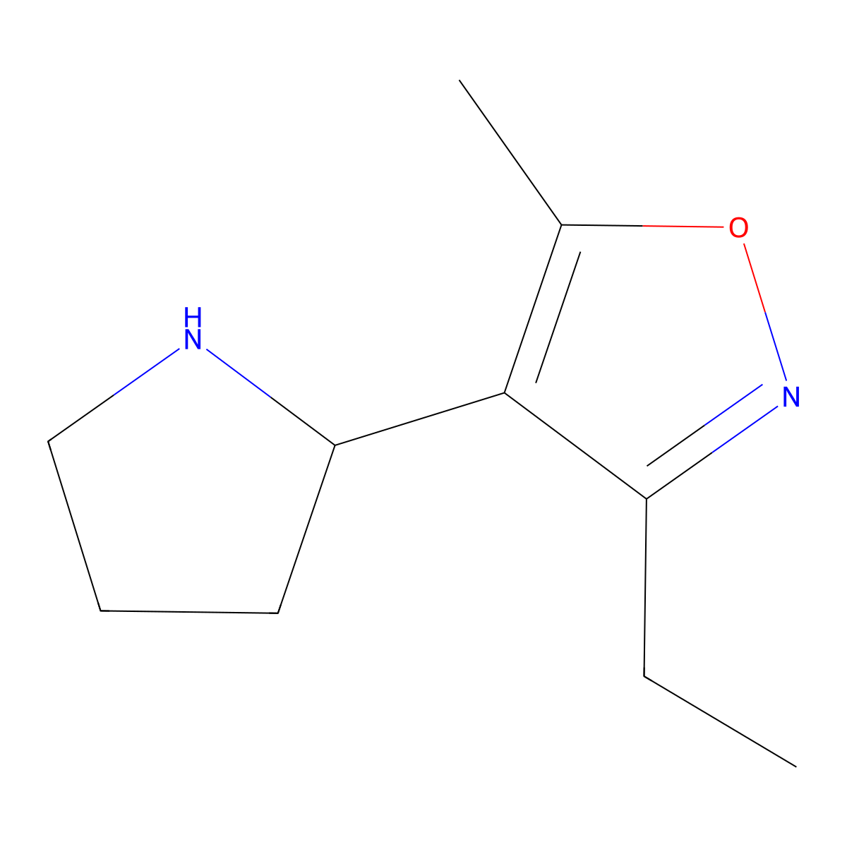 3-Ethyl-5-methyl-4-(pyrrolidin-2-yl)-1,2-oxazole molecular structure, CAS 1018165-70-2