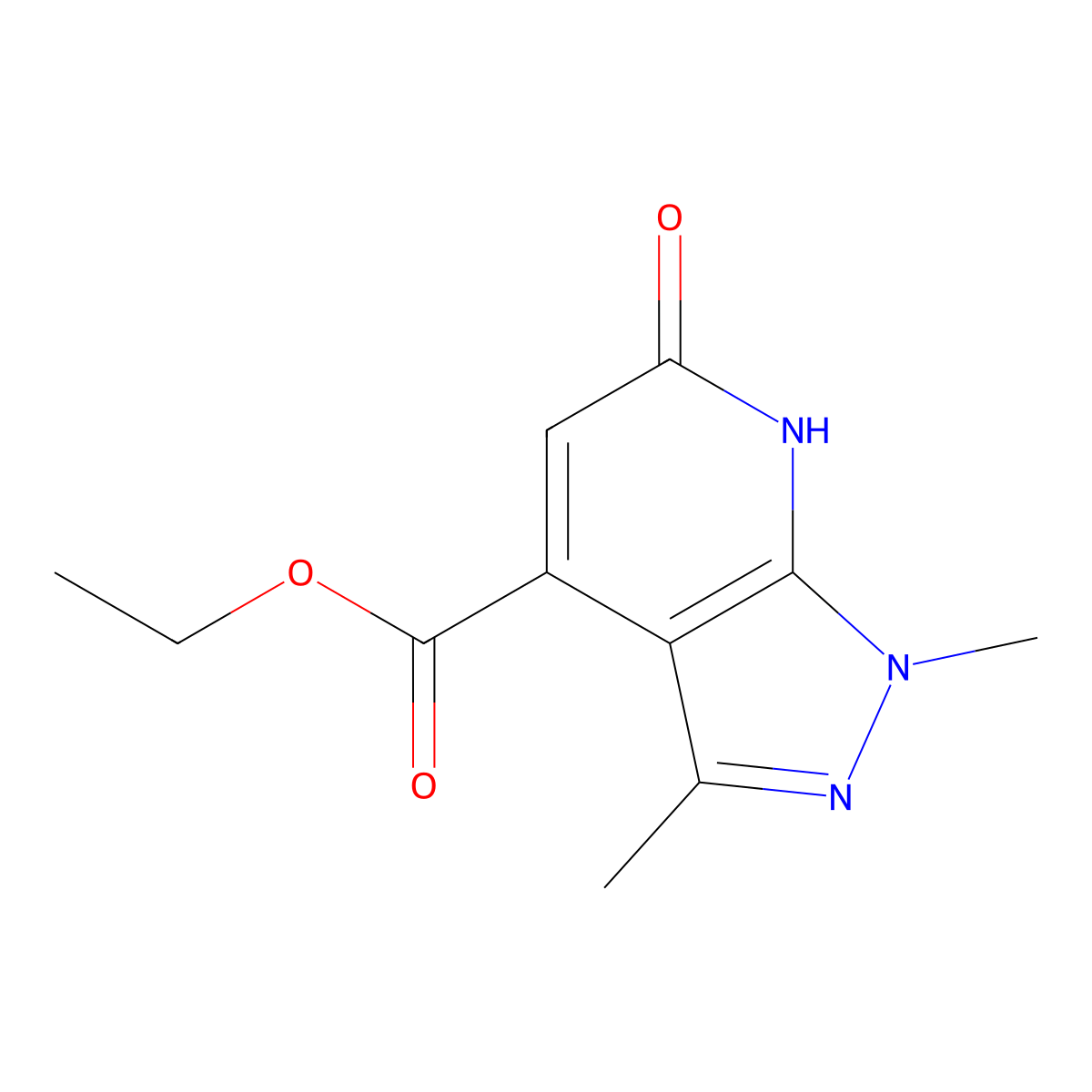 ethyl 1,3-dimethyl-6-oxo-6,7-dihydro-1H-pyrazolo[3,4-b]pyridine-4-carboxylate molecular structure, CAS 1018166-09-0