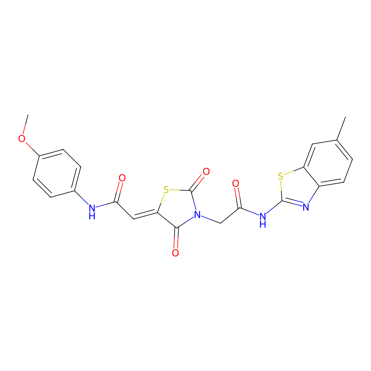 5-[2-[(4-Methoxyphenyl)amino]-2-oxoethylidene]-N-(6-methyl-2-benzothiazolyl)-2,4-dioxo-3-thiazolidineacetamide molecular structure, CAS 1018166-87-4