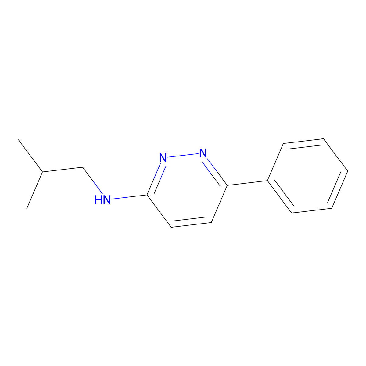 N-(2-methylpropyl)-6-phenylpyridazin-3-amine molecular structure, CAS 1018167-09-3