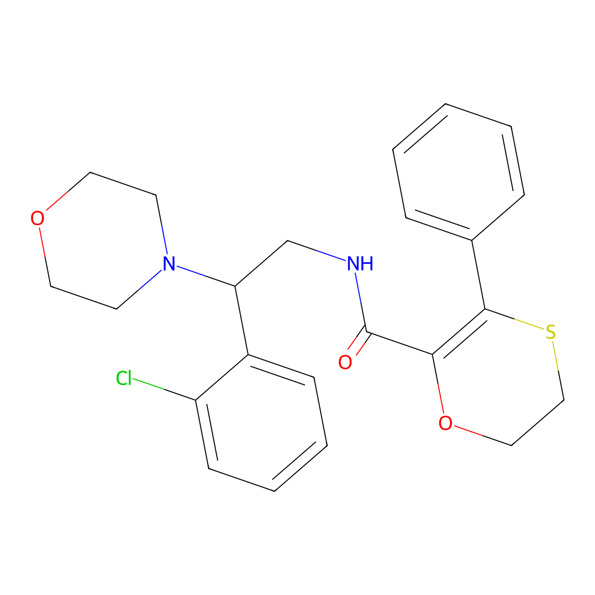 N-[2-(2-chlorophenyl)-2-(morpholin-4-yl)ethyl]-3-phenyl-5,6-dihydro-1,4-oxathiine-2-carboxamide molecular structure, CAS 1018167-17-3