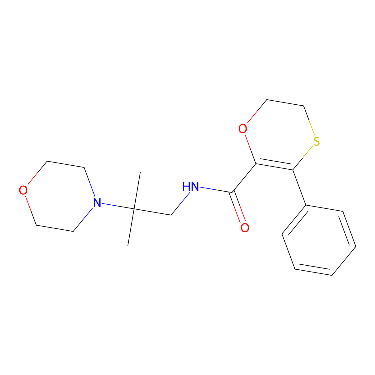 N-[2-methyl-2-(morpholin-4-yl)propyl]-3-phenyl-5,6-dihydro-1,4-oxathiine-2-carboxamide molecular structure, CAS 1018167-21-9
