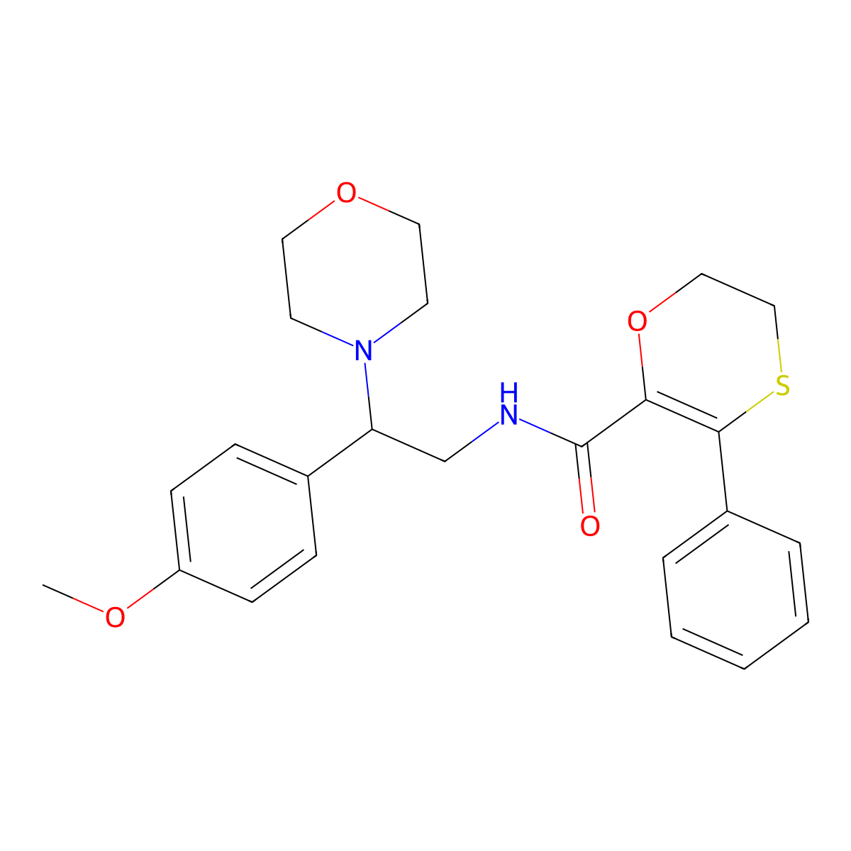 N-[2-(4-methoxyphenyl)-2-(morpholin-4-yl)ethyl]-3-phenyl-5,6-dihydro-1,4-oxathiine-2-carboxamide molecular structure, CAS 1018167-29-7