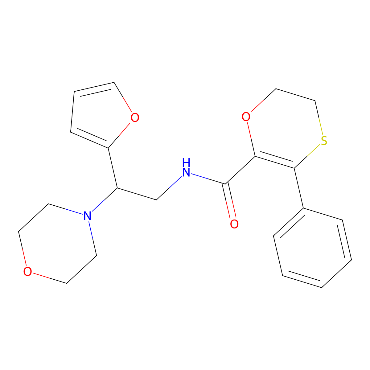 N-[2-(furan-2-yl)-2-(morpholin-4-yl)ethyl]-3-phenyl-5,6-dihydro-1,4-oxathiine-2-carboxamide molecular structure, CAS 1018167-33-3