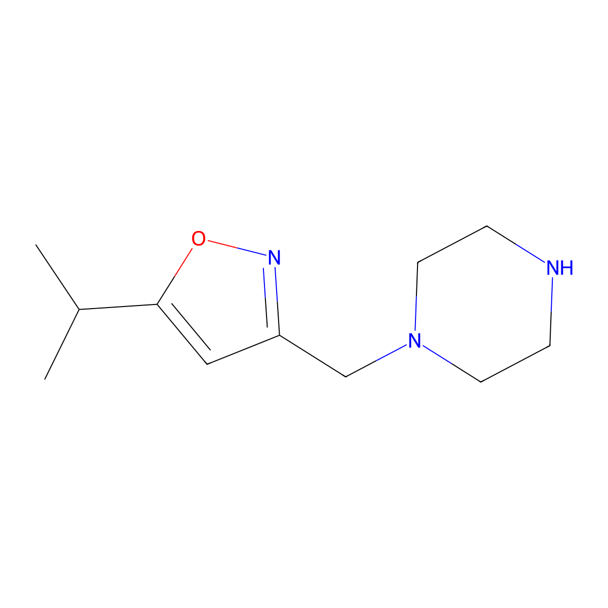 5-(Methylethyl)-3-(piperazinylmethyl)isoxazole molecular structure, CAS 1018167-66-2