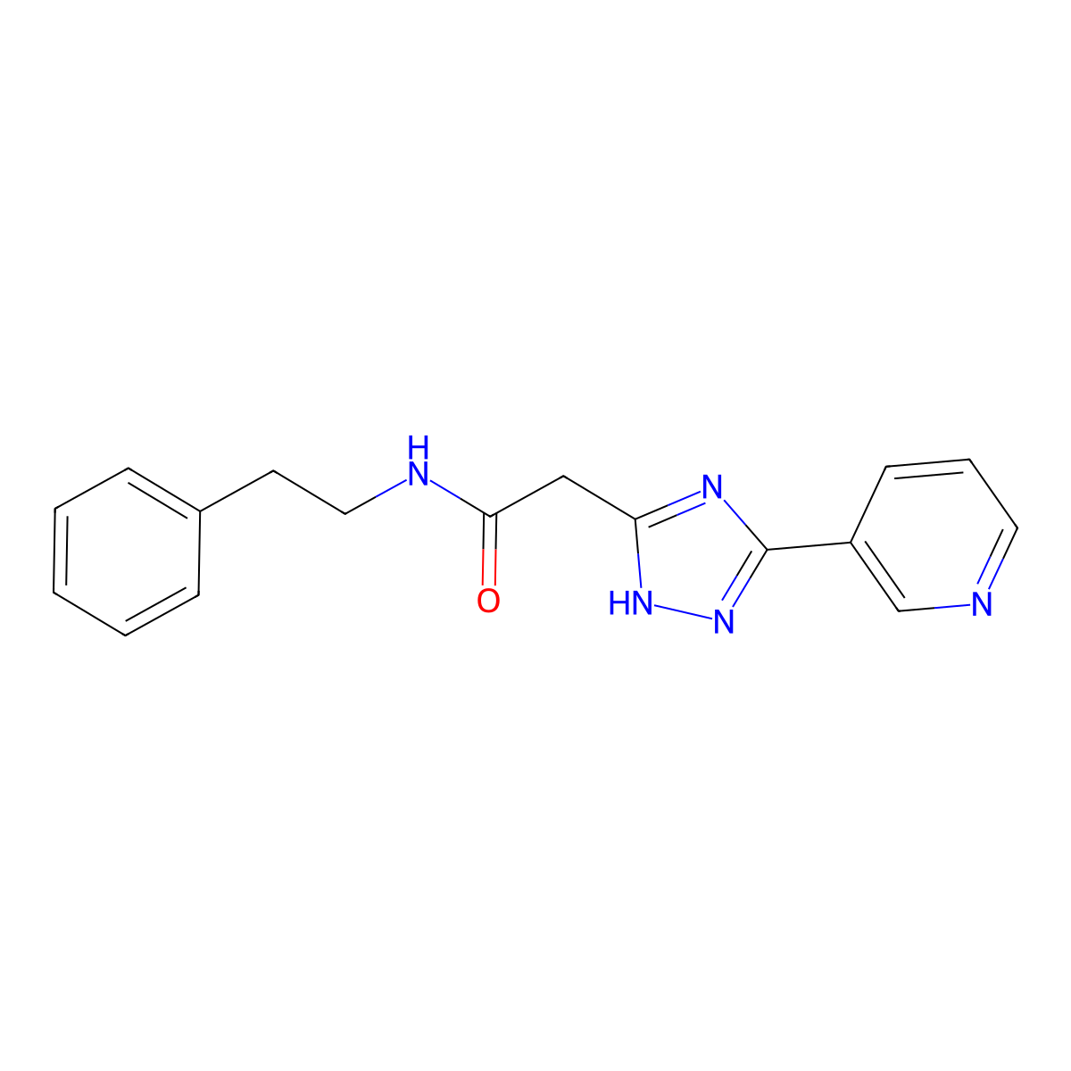 N-(2-Phenylethyl)-5-(3-pyridinyl)-1H-1,2,4-triazole-3-acetamide molecular structure, CAS 1018167-67-3