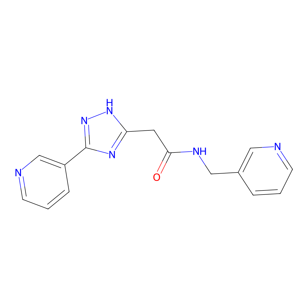 2-[5-(Pyridin-3-yl)-1H-1,2,4-triazol-3-yl]-N-(pyridin-3-ylmethyl)acetamide molecular structure, CAS 1018167-76-4