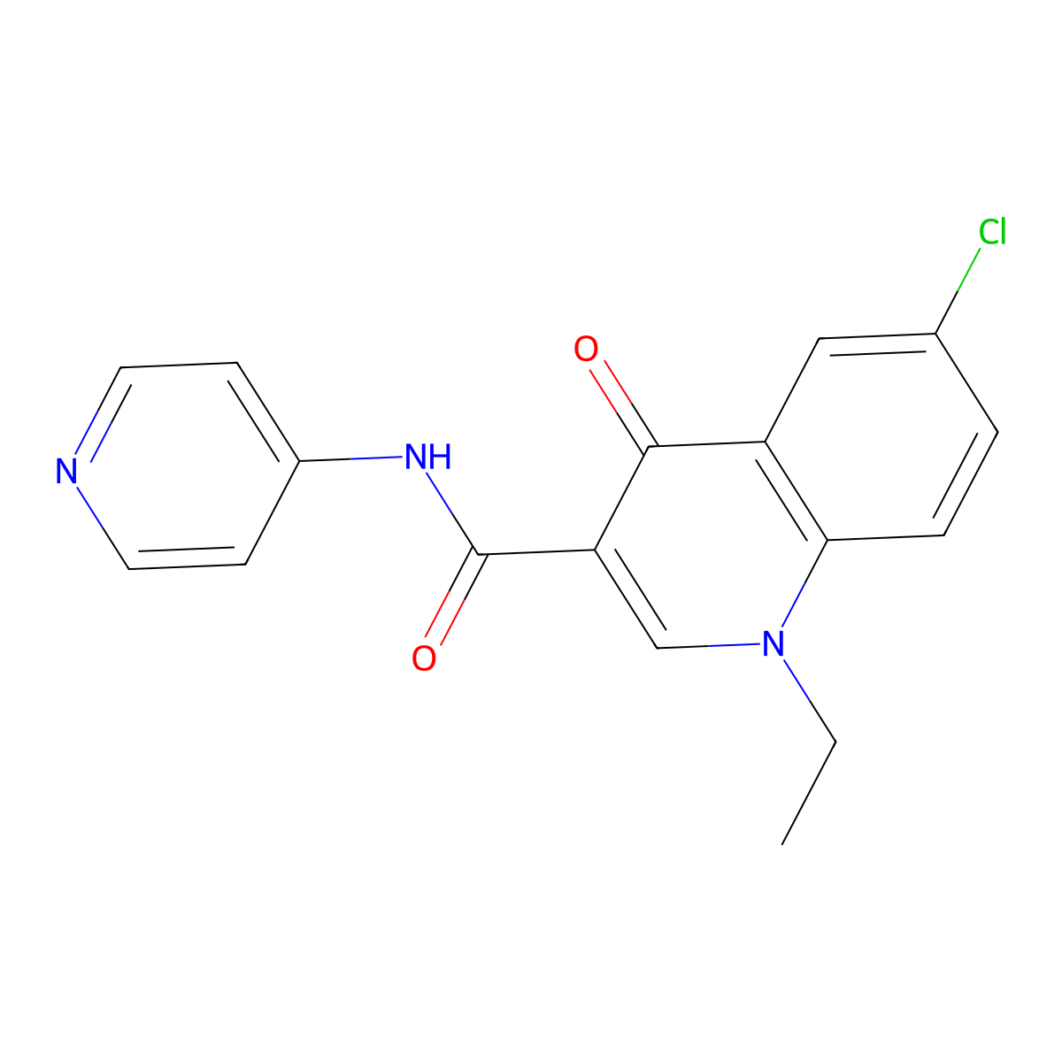 6-Chloro-1-ethyl-4-oxo-N-(pyridin-4-yl)quinoline-3-carboxamide molecular structure, CAS 1018167-96-8