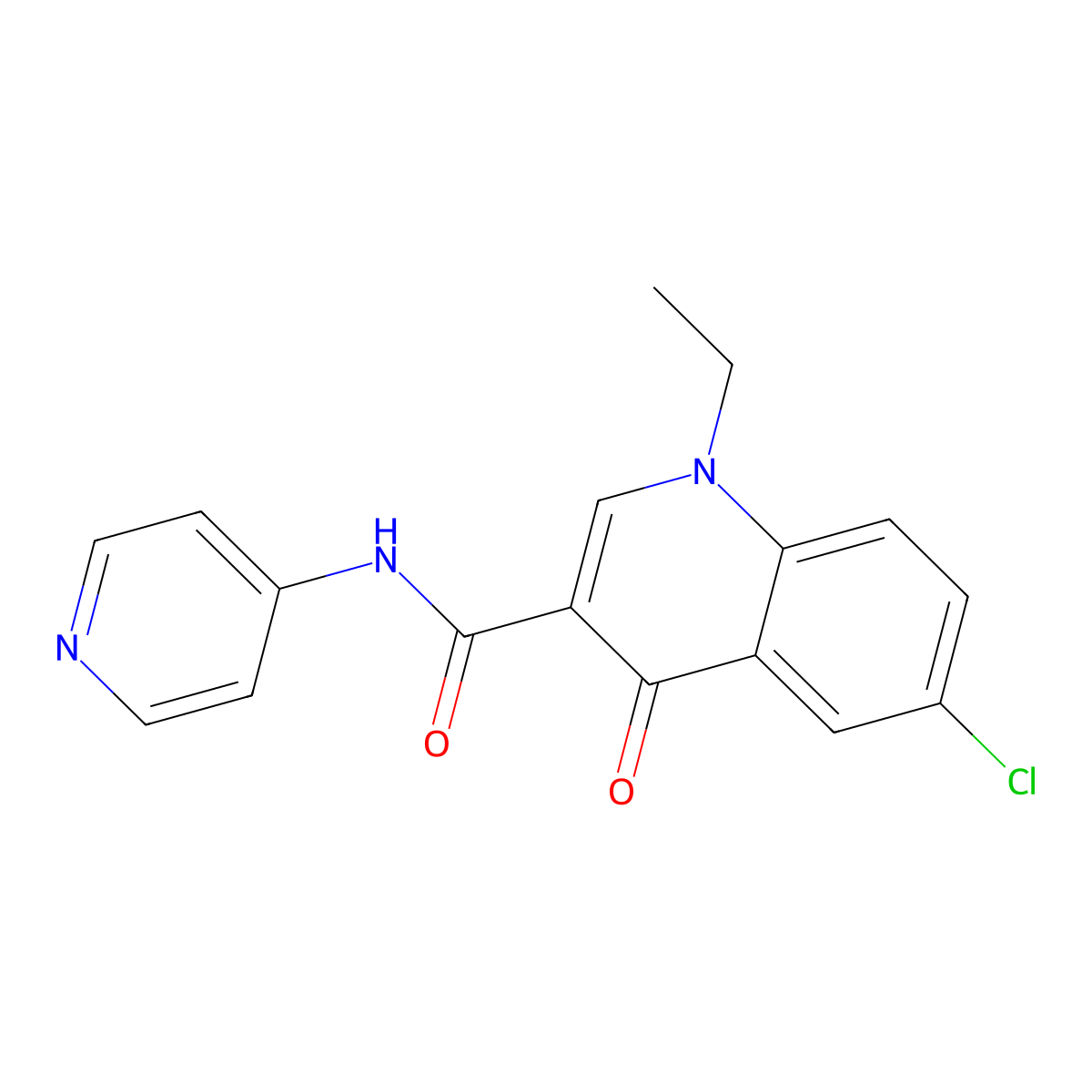 6-Chloro-1-ethyl-4-oxo-N-(pyridin-4-yl)quinoline-3-carboxamide molecular structure, CAS 1018167-96-8