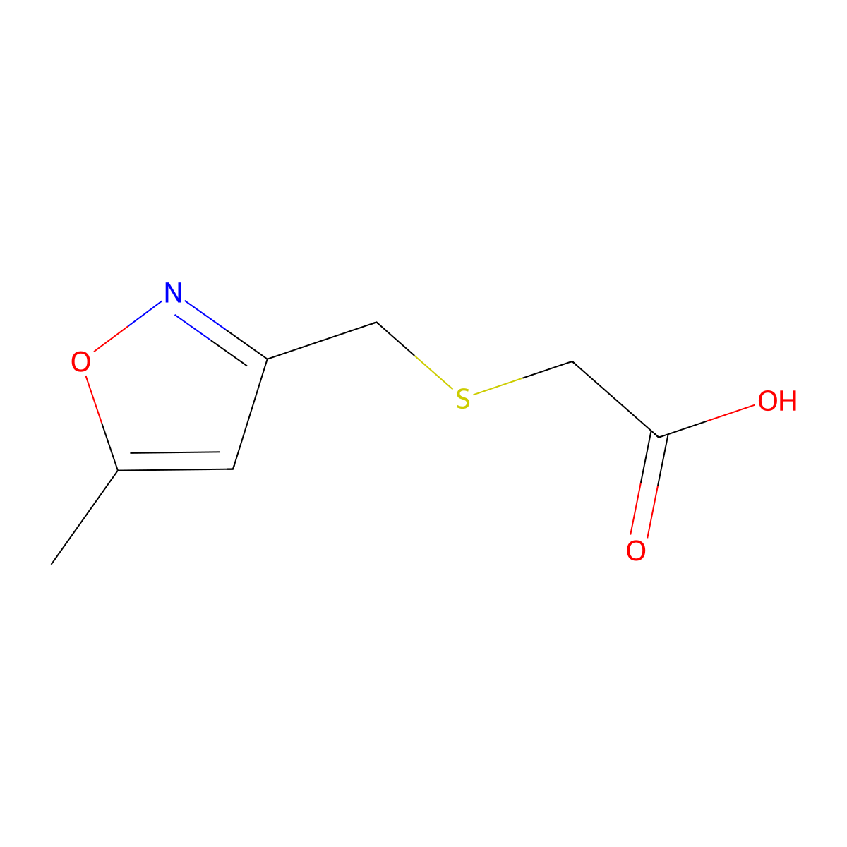 2-(((5-Methylisoxazol-3-yl)methyl)thio)acetic acid molecular structure, CAS 1018168-09-6