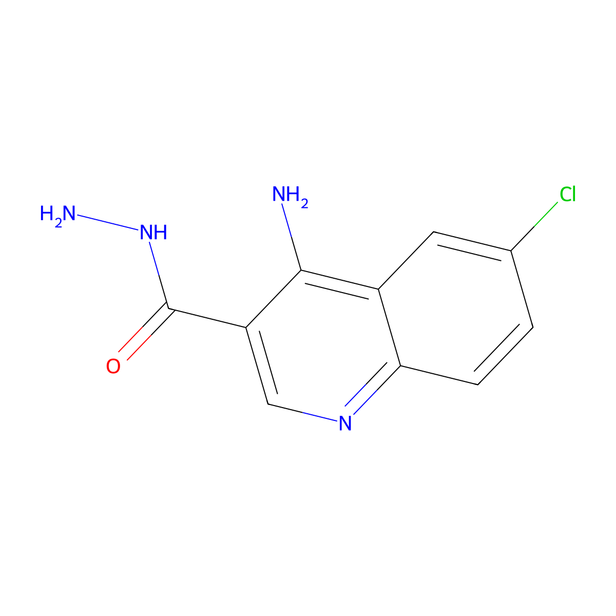 4-Amino-6-chloroquinoline-3-carbohydrazide molecular structure, CAS 1018168-10-9