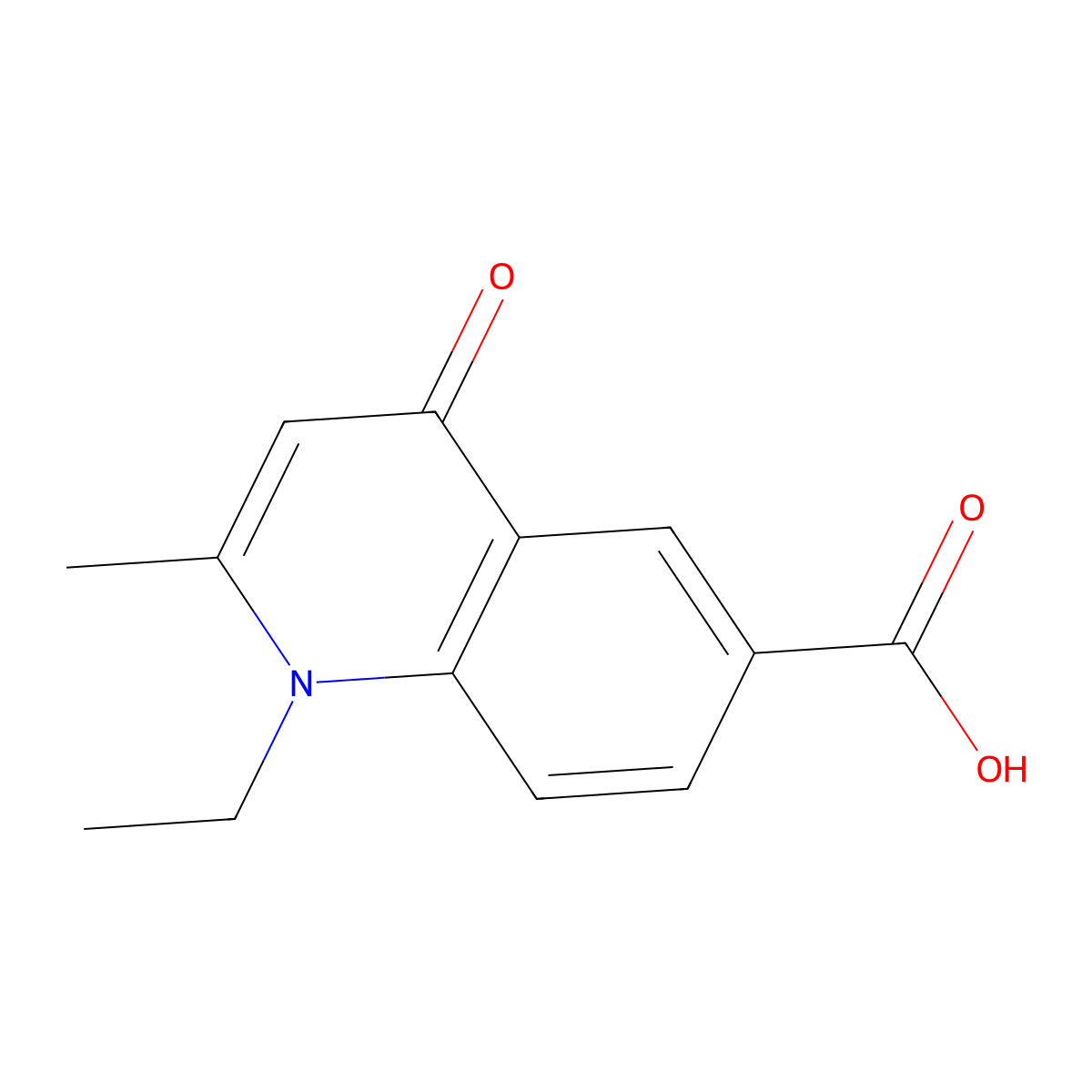 1-Ethyl-2-methyl-4-oxo-1,4-dihydroquinoline-6-carboxylic acid molecular structure, CAS 1018168-18-7