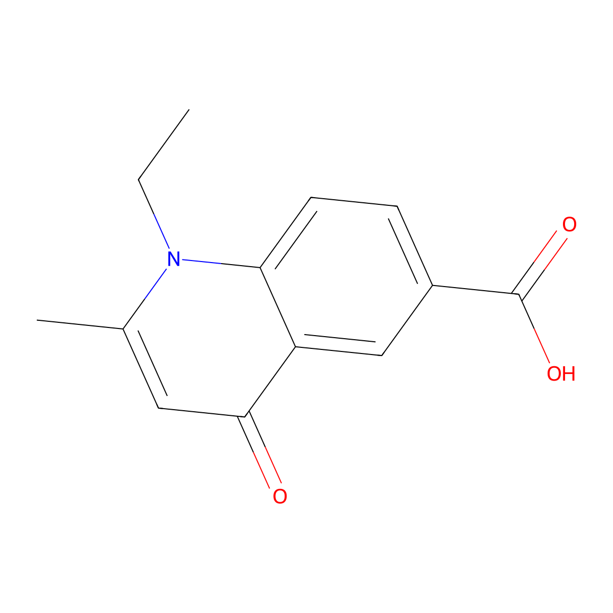 1-Ethyl-2-methyl-4-oxo-1,4-dihydroquinoline-6-carboxylic acid molecular structure, CAS 1018168-18-7