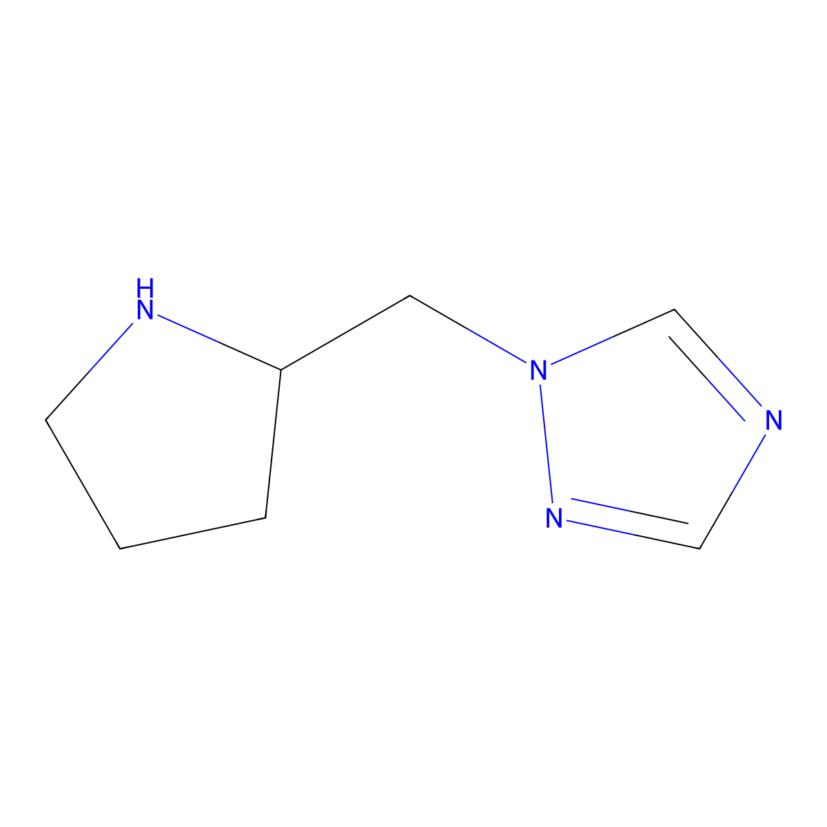 1-[(pyrrolidin-2-yl)methyl]-1H-1,2,4-triazole molecular structure, CAS 1018170-67-6