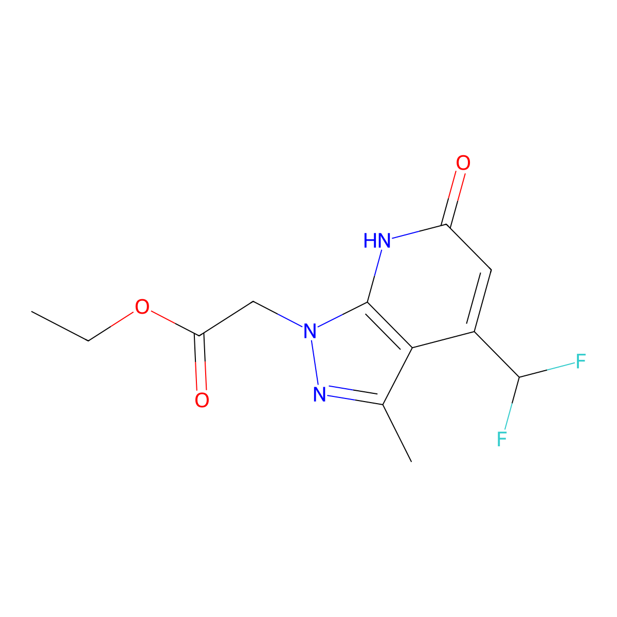 ethyl [4-(difluoromethyl)-3-methyl-6-oxo-6,7-dihydro-1H-pyrazolo[3,4-b]pyridin-1-yl]acetate molecular structure, CAS 1018170-72-3