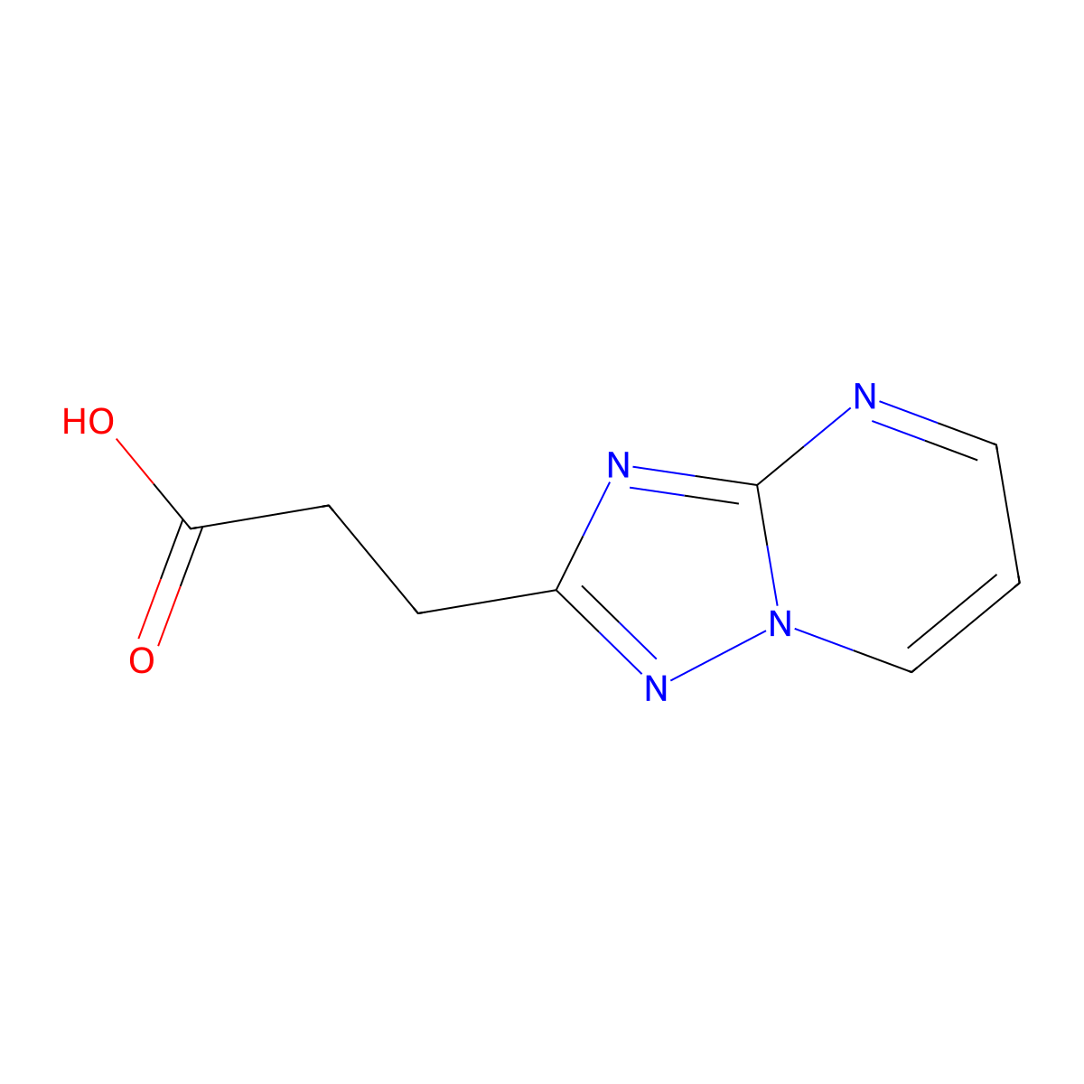 3-((1,2,4)Triazolo(1,5-a)pyrimidin-2-yl)propanoic acid molecular structure, CAS 1018170-77-8