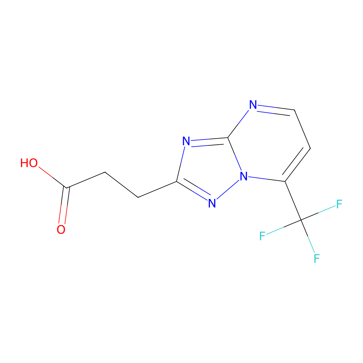 3-[7-(Trifluoromethyl)-[1,2,4]triazolo[1,5-a]pyrimidin-2-yl]propanoic acid molecular structure, CAS 1018170-82-5