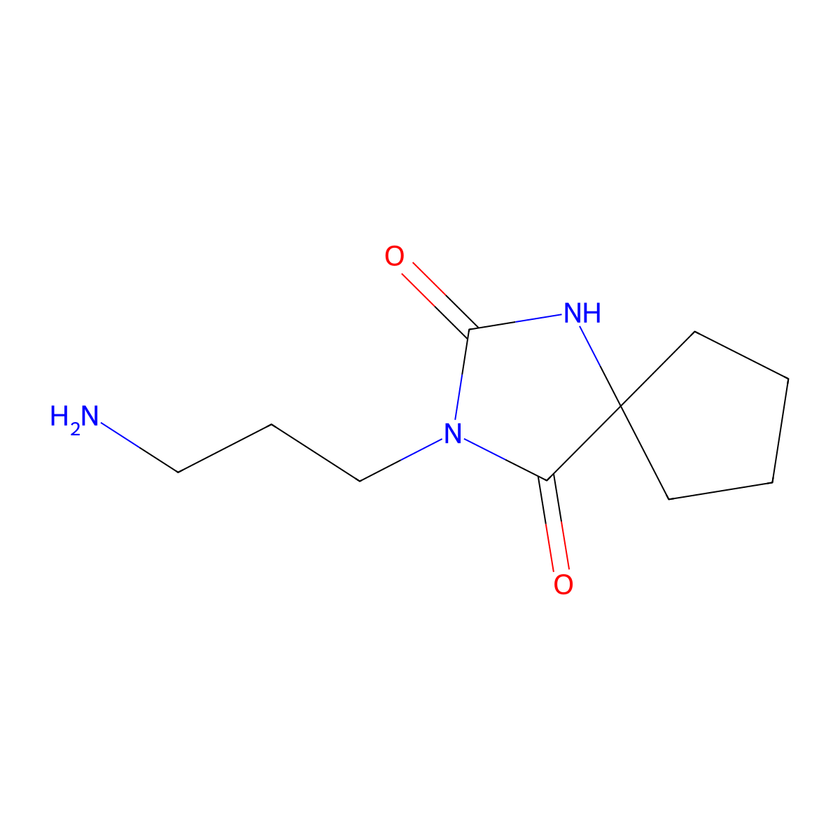 3-(3-Aminopropyl)-1,3-diazaspiro(4.4)nonane-2,4-dione molecular structure, CAS 1018185-30-2