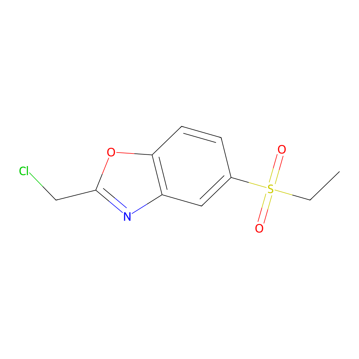 2-(Chloromethyl)-5-(ethanesulfonyl)-1,3-benzoxazole molecular structure, CAS 1018186-60-1