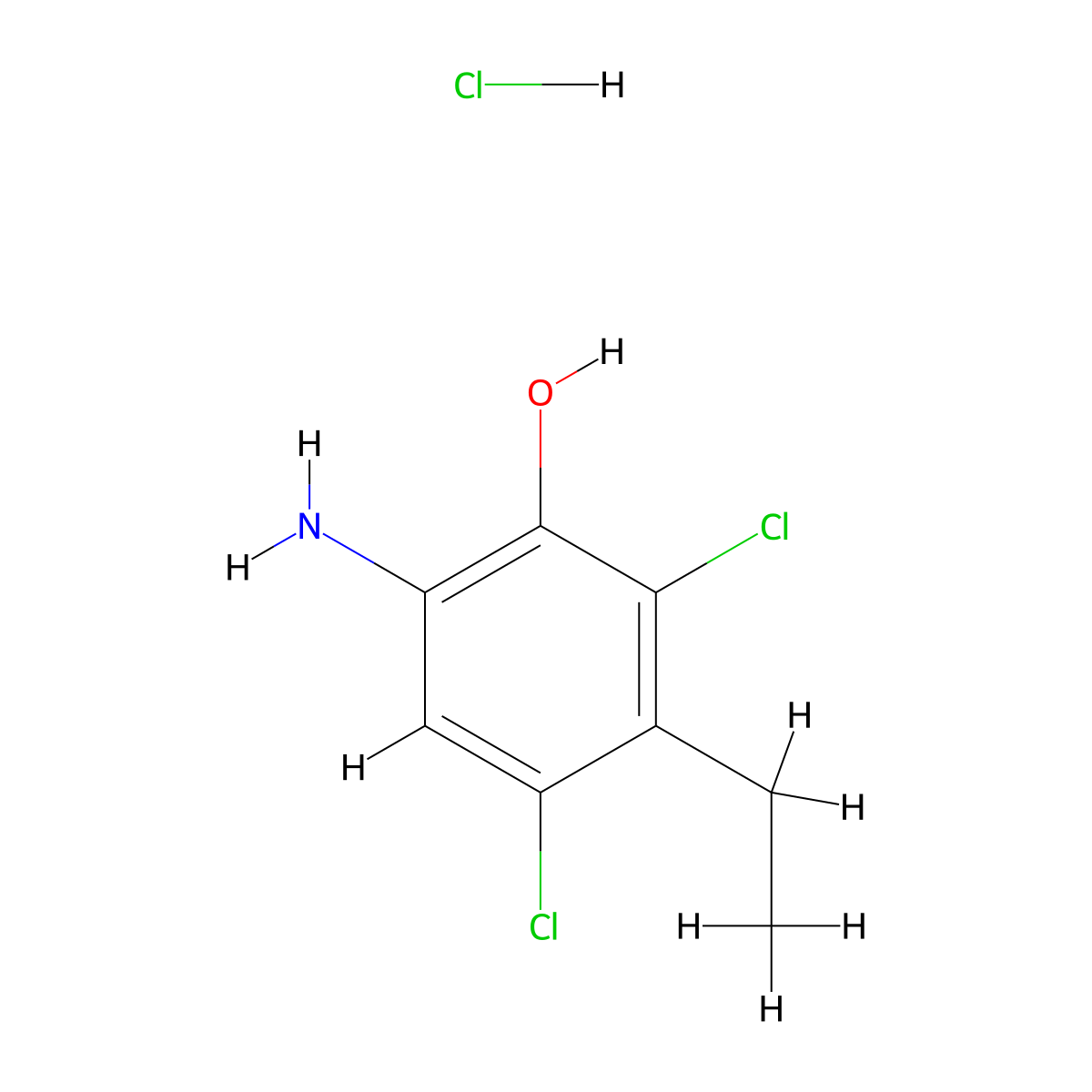 Phenol, 6-amino-2,4-dichloro-3-ethyl-, hydrochloride (1:1) molecular structure, CAS 101819-99-2