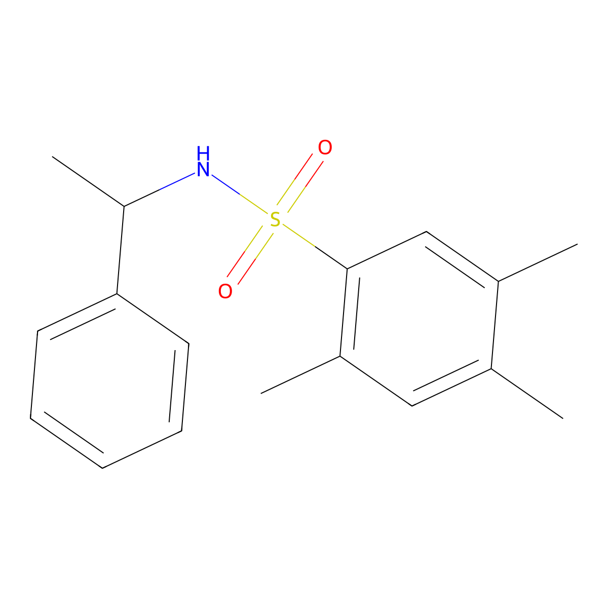 2,4,5-trimethyl-N-(1-phenylethyl)benzenesulfonamide molecular structure, CAS 1018190-83-4