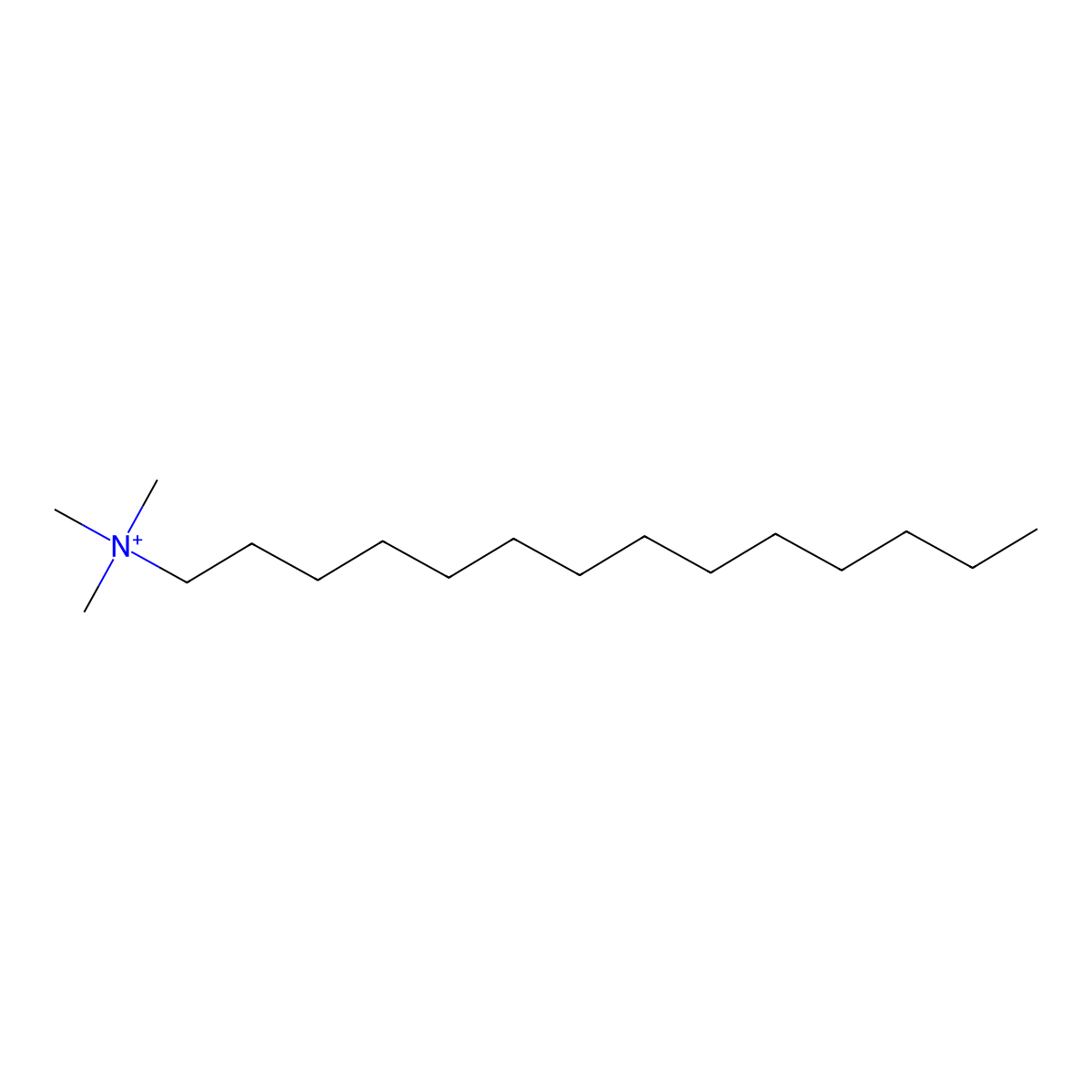 Tetradecyltrimethylammonium molecular structure, CAS 10182-92-0
