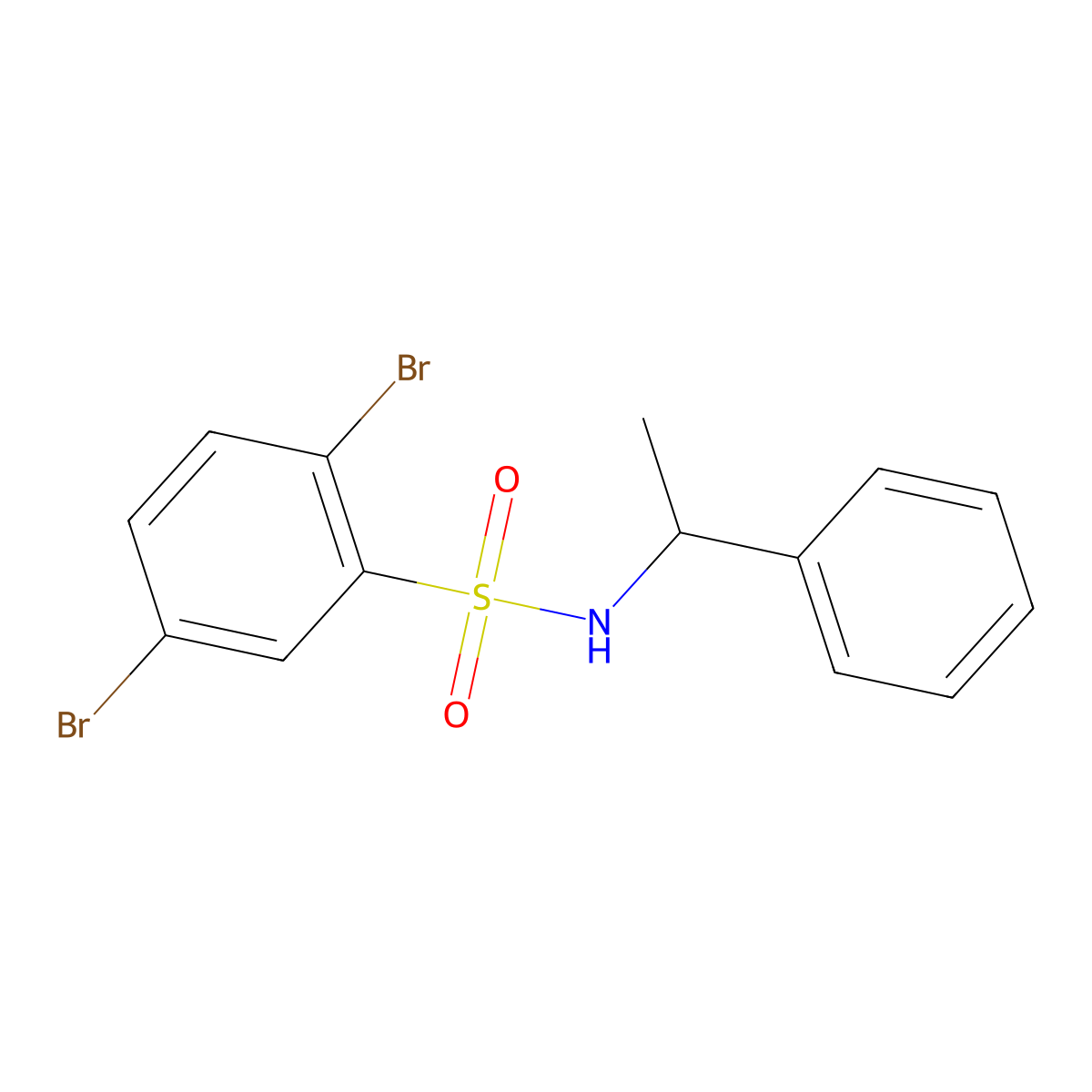 2,5-dibromo-N-(1-phenylethyl)benzenesulfonamide molecular structure, CAS 1018208-82-6
