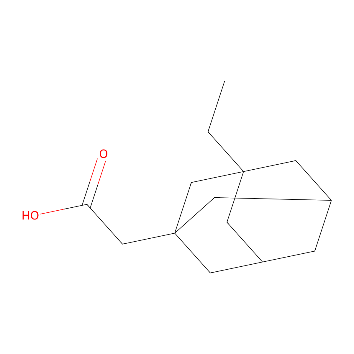 (3-Ethyl-1-adamantyl)acetic acid molecular structure, CAS 101821-81-2