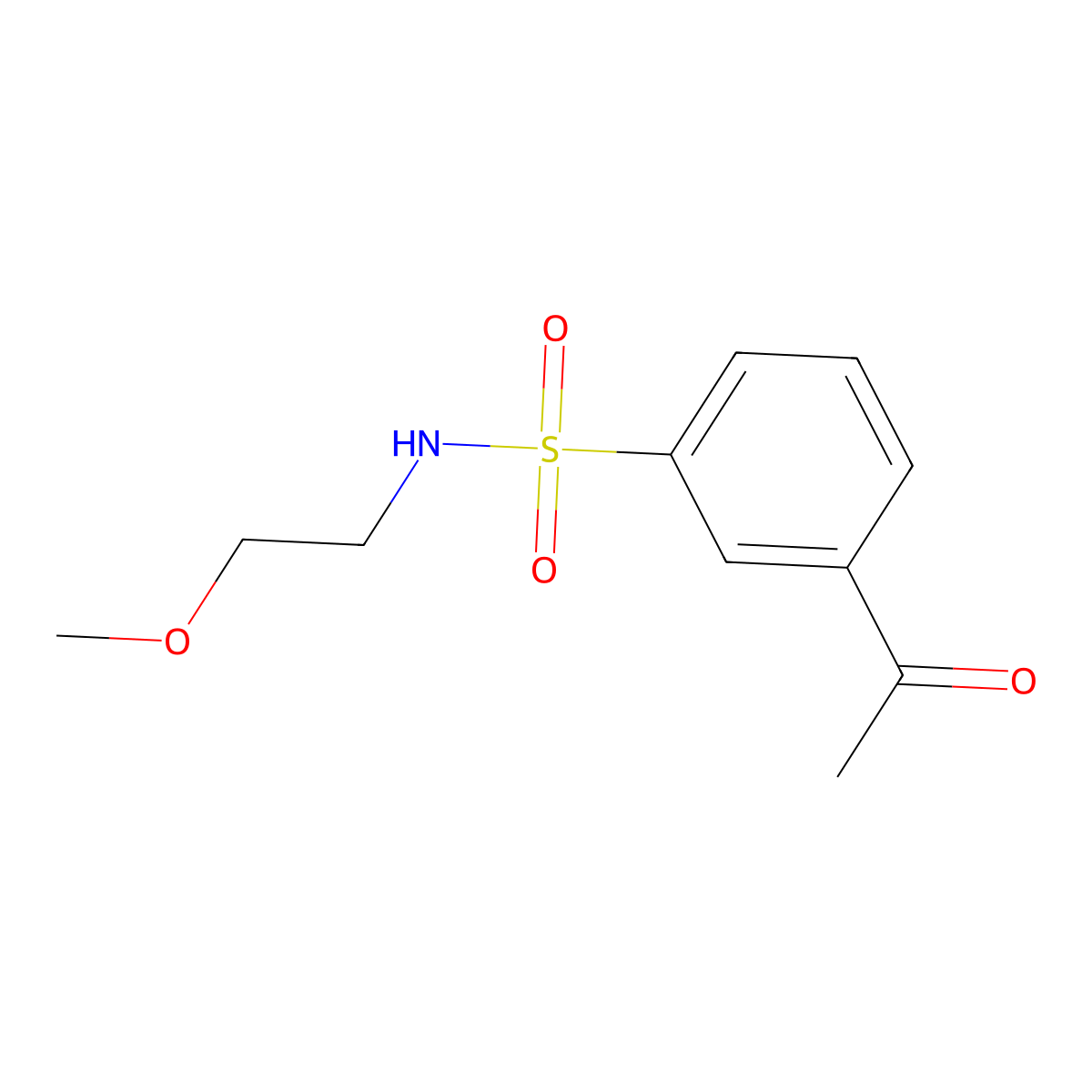 3-acetyl-N-(2-methoxyethyl)benzenesulfonamide molecular structure, CAS 1018211-18-1