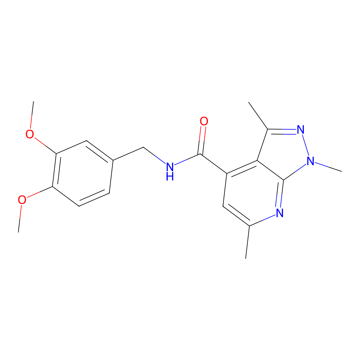 N-(3,4-dimethoxybenzyl)-1,3,6-trimethyl-1H-pyrazolo[3,4-b]pyridine-4-carboxamide molecular structure, CAS 1018225-18-7