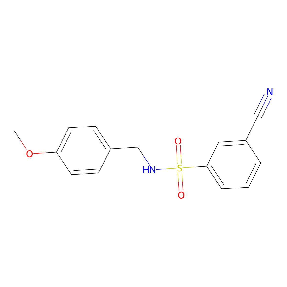 3-Cyano-N-(4-methoxybenzyl)benzenesulfonamide molecular structure, CAS 1018240-62-4