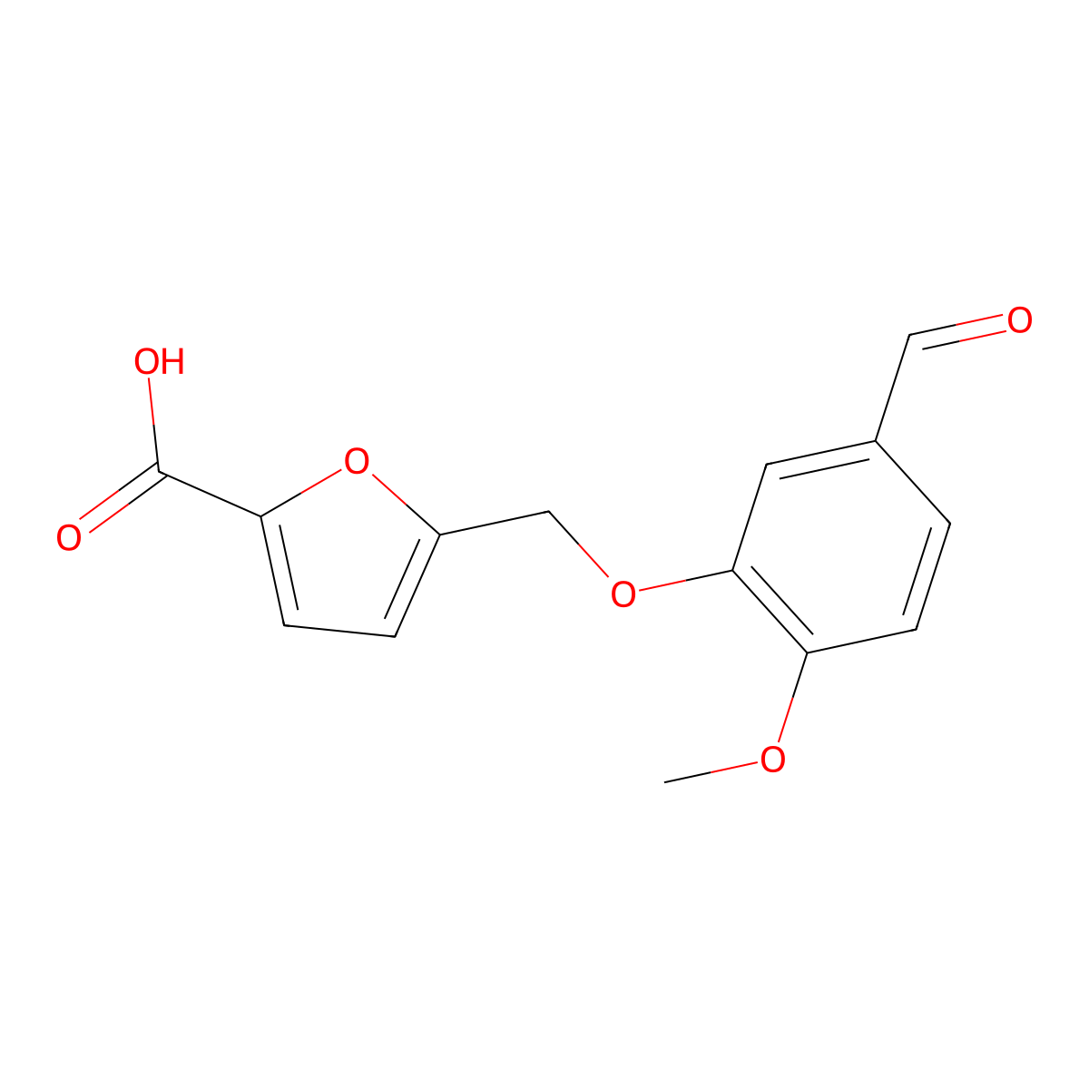 5-((5-Formyl-2-methoxyphenoxy)methyl)furan-2-carboxylic acid molecular structure, CAS 1018246-47-3