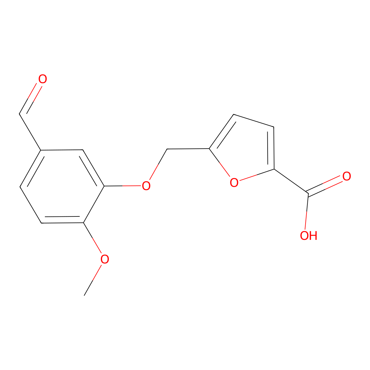 5-((5-Formyl-2-methoxyphenoxy)methyl)furan-2-carboxylic acid molecular structure, CAS 1018246-47-3