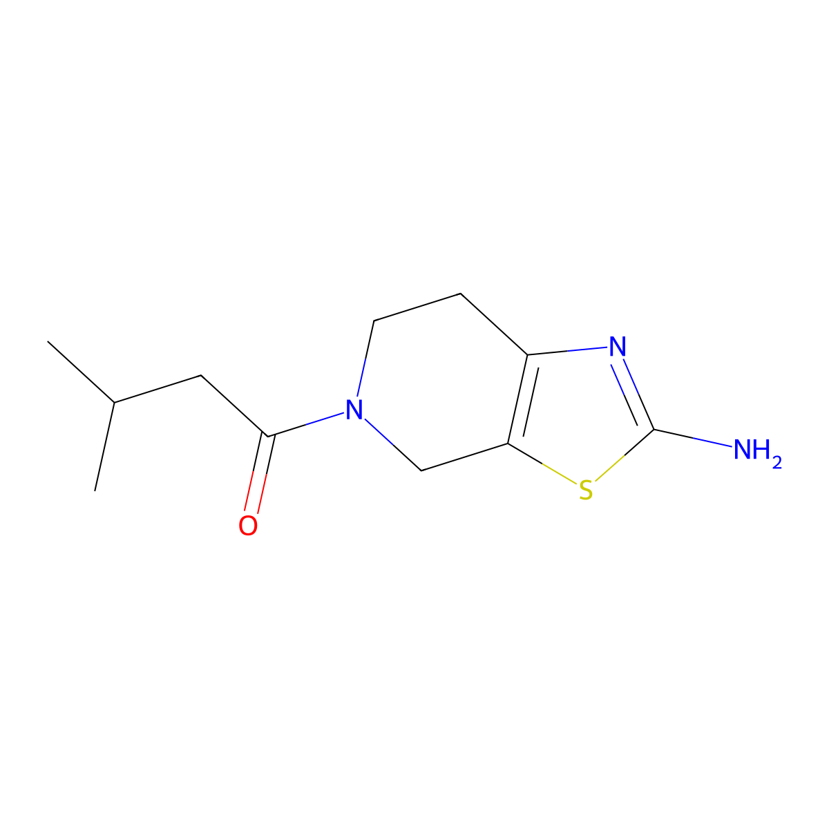 5-(3-Methylbutanoyl)-4,5,6,7-tetrahydro[1,3]thiazolo[5,4-c]pyridin-2-amine molecular structure, CAS 1018247-31-8