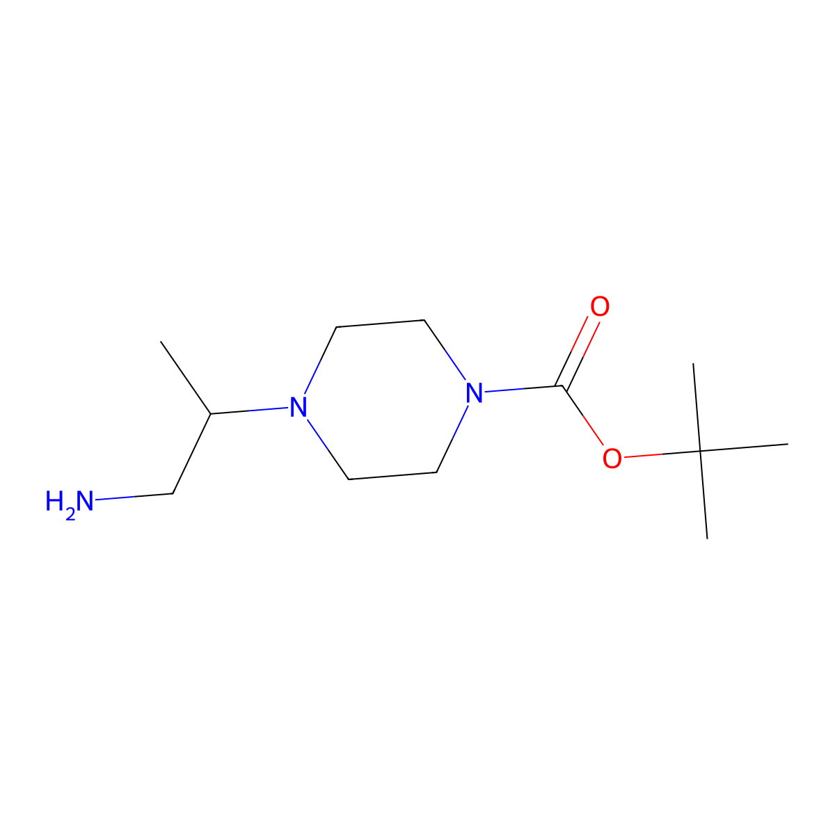 Tert-butyl 4-(1-aminopropan-2-yl)piperazine-1-carboxylate molecular structure, CAS 1018248-96-8