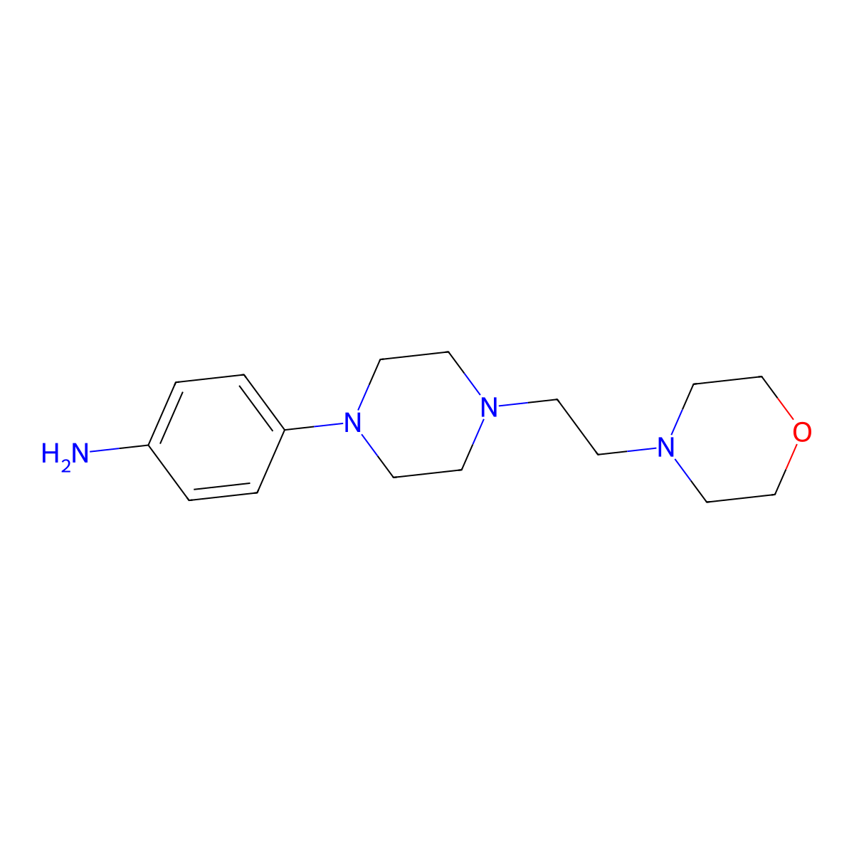 4-{4-[2-(Morpholin-4-yl)ethyl]piperazin-1-yl}aniline molecular structure, CAS 1018250-14-0