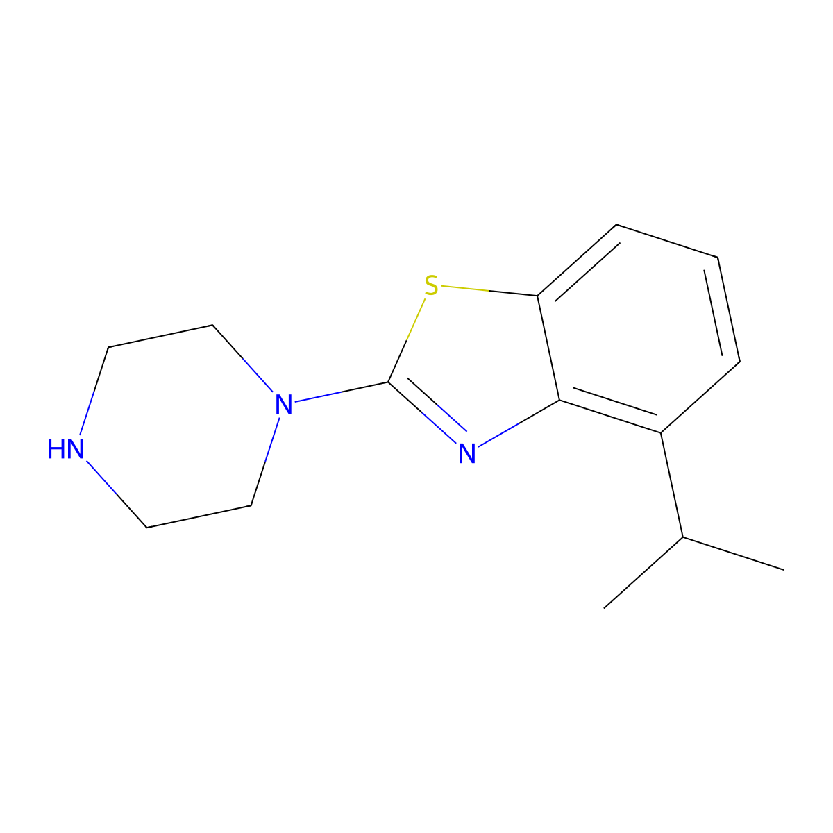2-(Piperazin-1-yl)-4-(propan-2-yl)-1,3-benzothiazole molecular structure, CAS 1018251-30-3