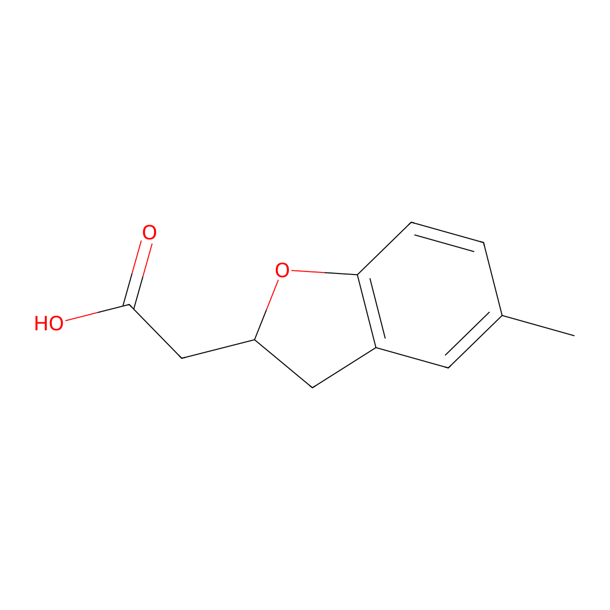 2-(5-Methyl-2,3-dihydro-1-benzofuran-2-yl)acetic acid molecular structure, CAS 1018251-36-9