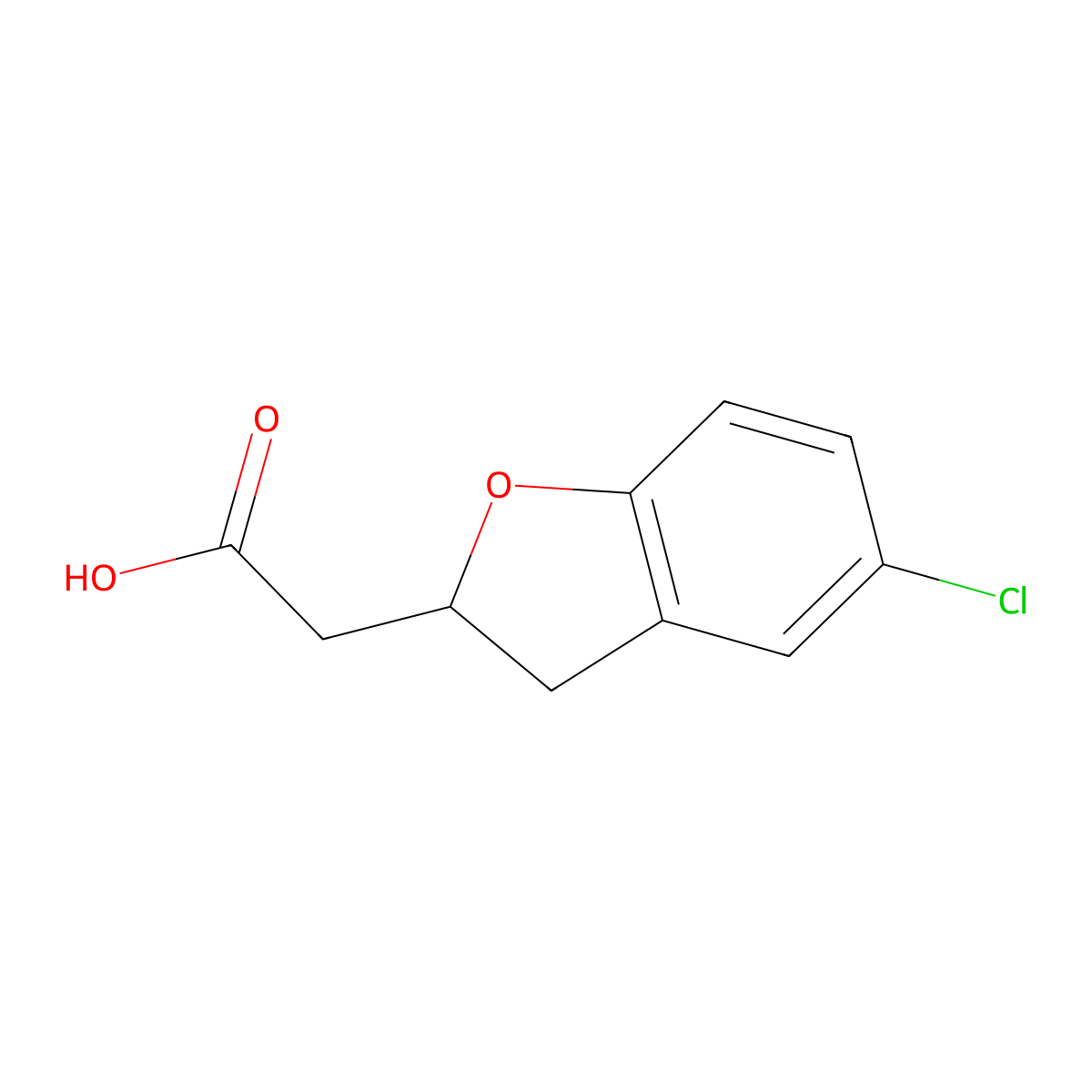 2-(5-Chloro-2,3-dihydro-1-benzofuran-2-yl)acetic acid molecular structure, CAS 1018251-39-2