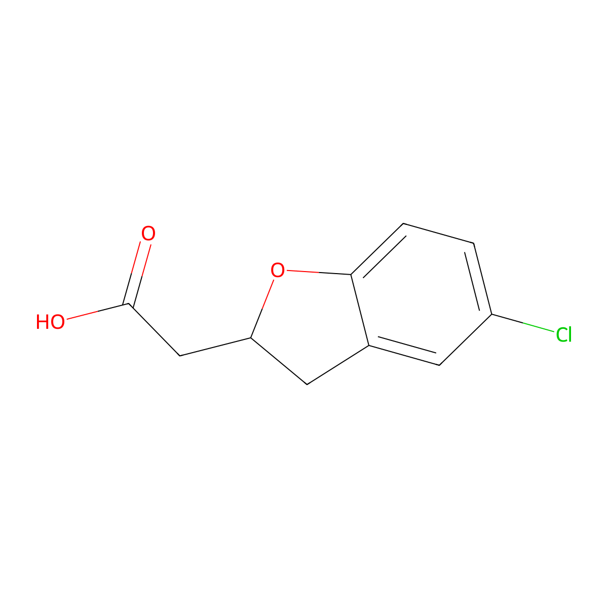 2-(5-Chloro-2,3-dihydro-1-benzofuran-2-yl)acetic acid molecular structure, CAS 1018251-39-2