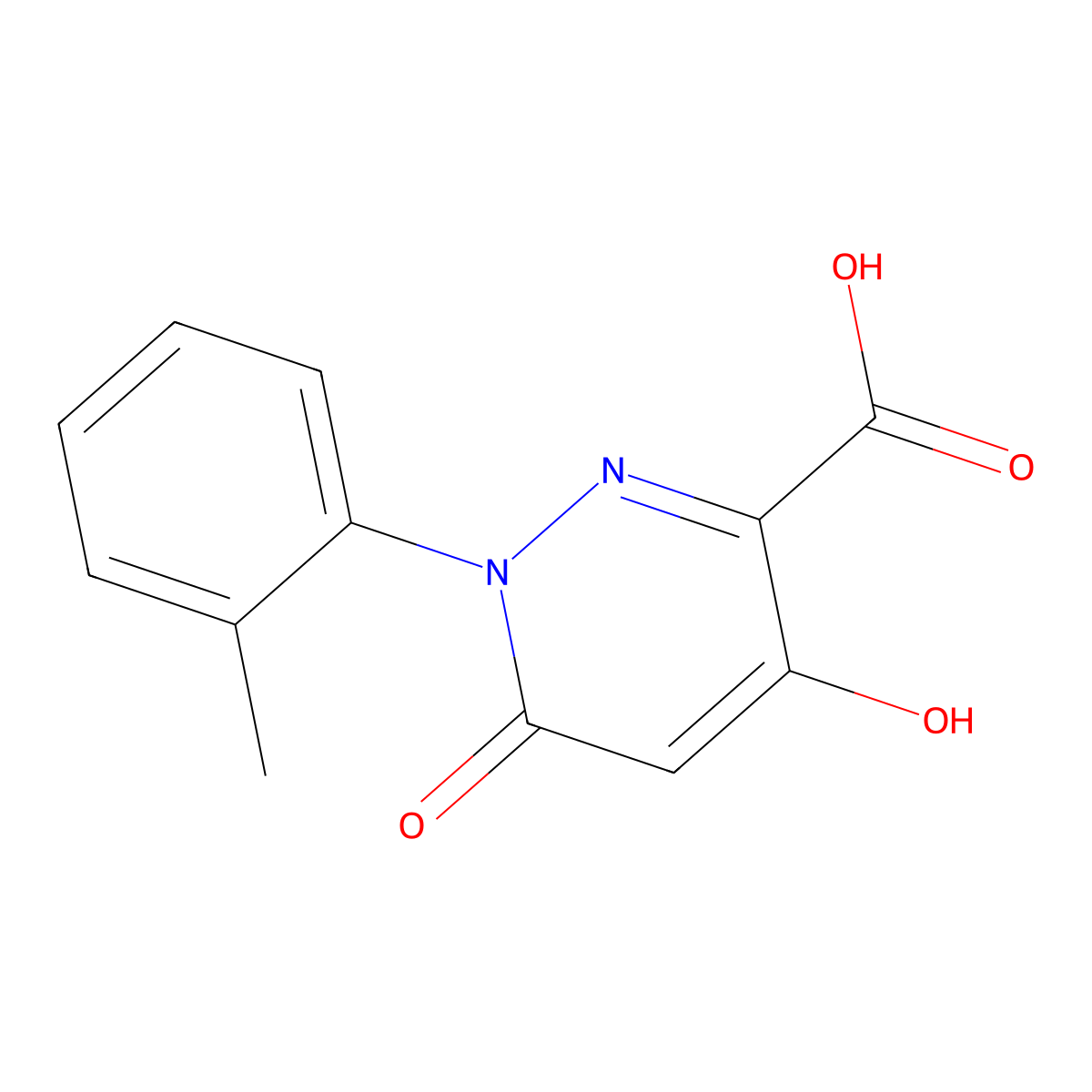 4-Hydroxy-1-(2-methylphenyl)-6-oxo-1,6-dihydropyridazine-3-carboxylic acid molecular structure, CAS 1018251-59-6