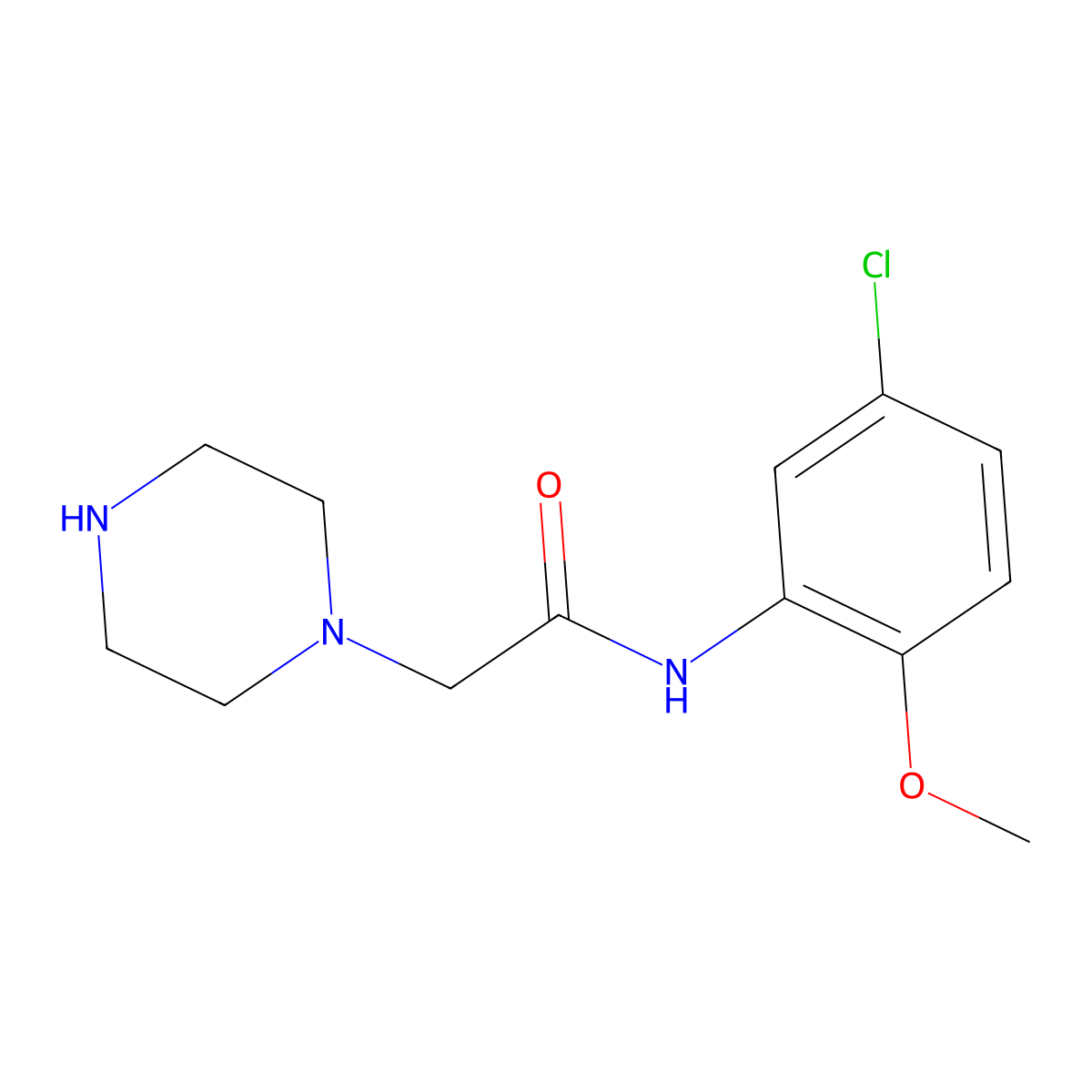 N-(5-chloro-2-methoxyphenyl)-2-(piperazin-1-yl)acetamide molecular structure, CAS 1018251-81-4