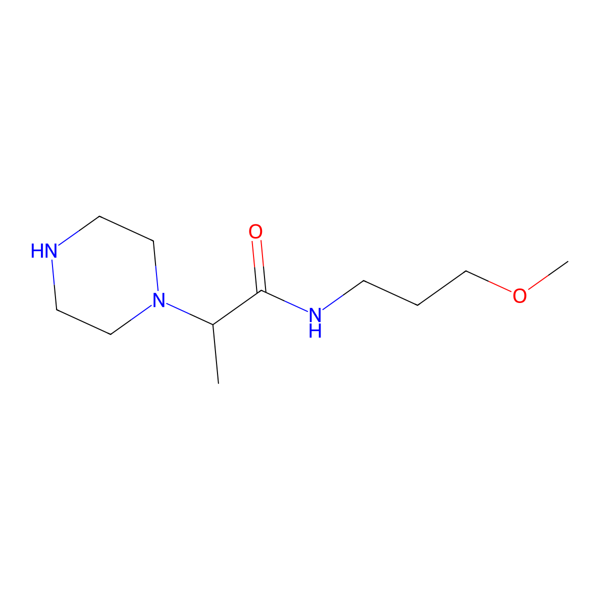 N-(3-methoxypropyl)-2-(piperazin-1-yl)propanamide molecular structure, CAS 1018252-09-9