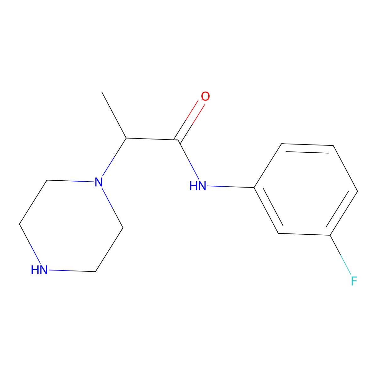 N-(3-fluorophenyl)-2-(piperazin-1-yl)propanamide molecular structure, CAS 1018252-85-1