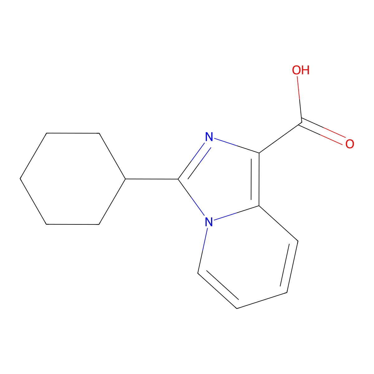 3-Cyclohexylimidazo[1,5-a]pyridine-1-carboxylic acid molecular structure, CAS 1018253-68-3
